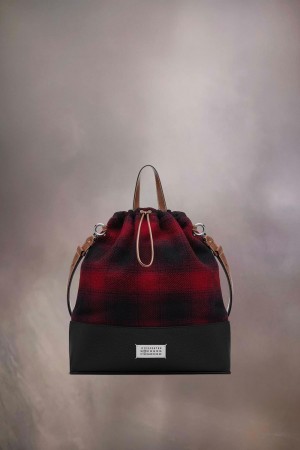Maison Margiela 5AC Daily Drawstring Backpack Medium Red Black | UK_MM86684