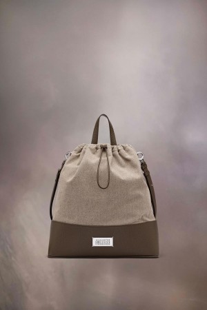Maison Margiela 5AC Daily Drawstring Backpack Medium Brown | UK_MM94379