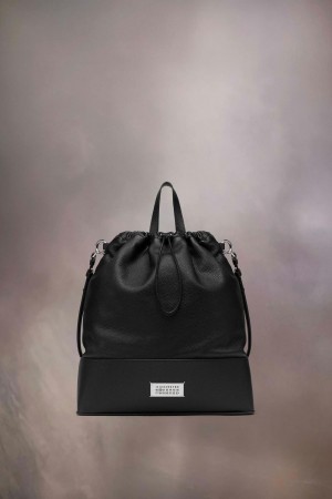 Maison Margiela 5AC Daily Drawstring Backpack Medium Black | UK_MM21786