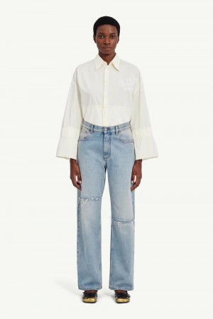 Maison Margiela 5 Pocket Trousers Light Blue | UK_MM22072