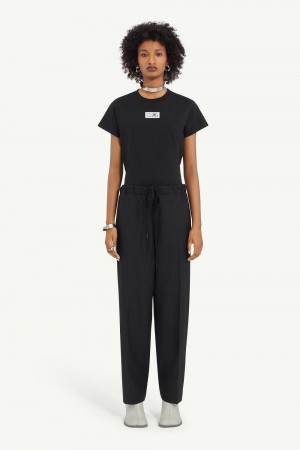 Maison Margiela Black Tapered Tailored Trousers Black | UK_MM38282