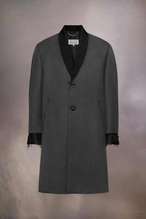 Maison Margiela Cavalry Twill Coat Dark Grey | UK_MM38365
