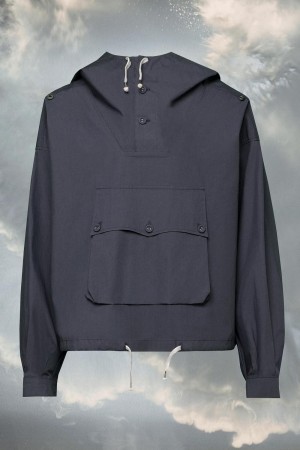 Maison Margiela Coated Cotton Hooded Jacket Black | UK_MM51487
