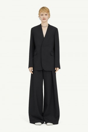Maison Margiela Collarless Padded Suit Jacket Black | UK_MM25745