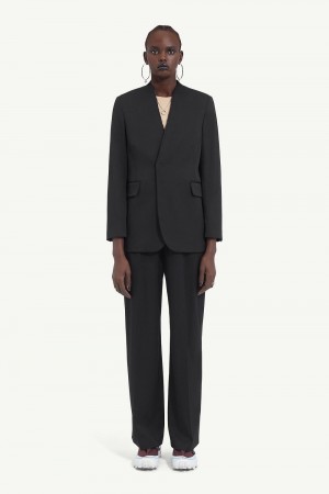 Maison Margiela Collarless Suit Jacket Black | UK_MM25245