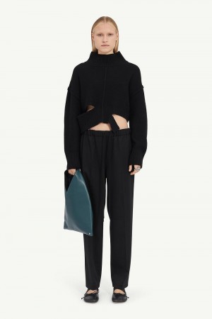 Maison Margiela Drawstring Tailoring Wool Trousers Black | UK_MM46658
