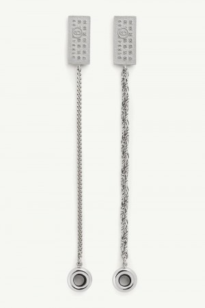 Maison Margiela Embossed Numeric Earrings Silver | UK_MM44881
