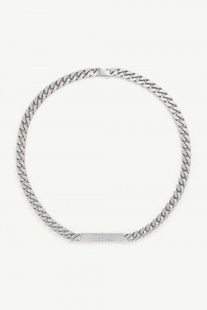 Maison Margiela Embossed Numeric Necklace Silver | UK_MM49523