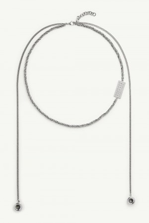 Maison Margiela Embossed Numeric Necklace Silver | UK_MM86508