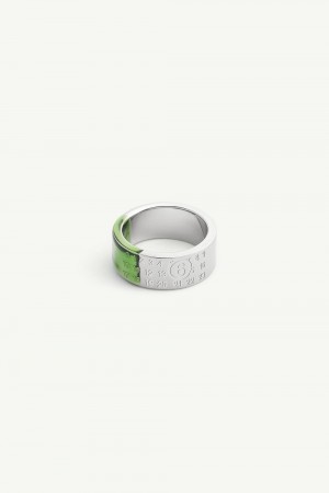 Maison Margiela Engraved Numeric Ring Green Silver | UK_MM37220