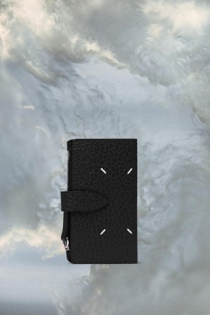 Maison Margiela Four Stitches Zip Wallet Black | UK_MM21472