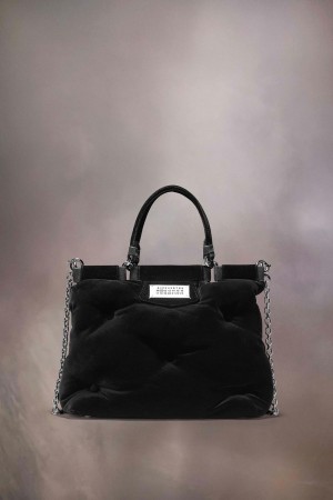 Maison Margiela Glam Slam Shopping Small Velvet Black | UK_MM92185