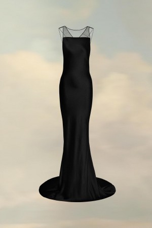 Maison Margiela Hammered Satin Gown Black | UK_MM77848