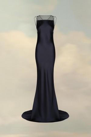 Maison Margiela Hammered Satin Gown Black | UK_MM34762