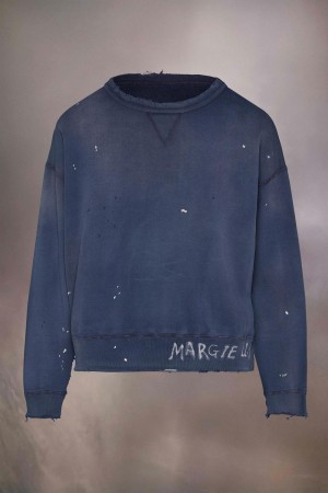 Maison Margiela Handwritten Logo Sweatshirt Blue | UK_MM19868
