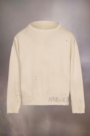 Maison Margiela Handwritten Logo Sweatshirt Beige | UK_MM64272