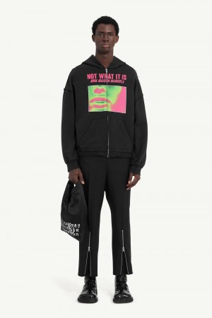 Maison Margiela Hooded Print Sweatshirt Black | UK_MM99958