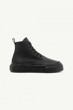Maison Margiela Lace-up Leather Sneakers Black | UK_MM70165