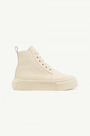 Maison Margiela Lace-up Leather Sneakers Beige | UK_MM34461