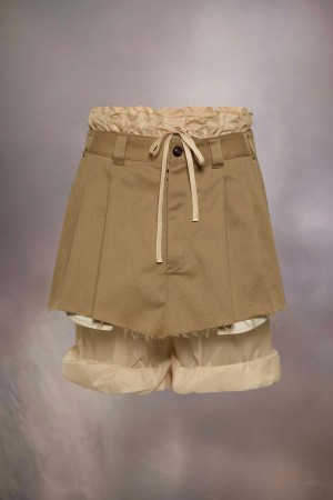 Maison Margiela Layered Mini Skirt Shorts Brown | UK_MM57003
