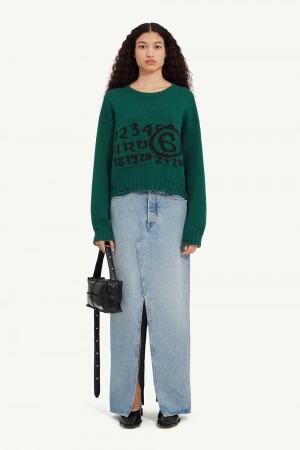 Maison Margiela Numeric Crewneck Jumper Green | UK_MM23461