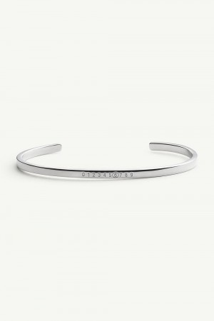 Maison Margiela Numeric Minimal Signature Cuff Bracelet Silver | UK_MM90378