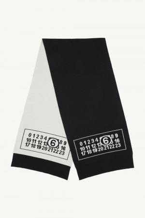 Maison Margiela Numeric Signature Wool Scarf Black | UK_MM19801