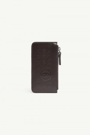 Maison Margiela Numeric Signature Zip Cardholder Brown | UK_MM21918