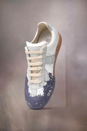 Maison Margiela Paint Replica Sneaker Blue Grey | UK_MM32722