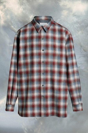 Maison Margiela Pendleton Oversized Shirt Red Grey | UK_MM90450
