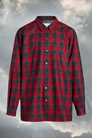 Maison Margiela Pendleton Oversized Shirt Red Black | UK_MM99672