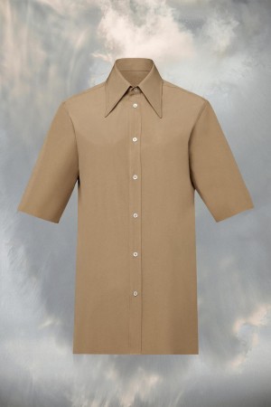 Maison Margiela Point Collar Shirt Khaki | UK_MM56798
