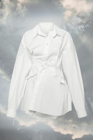 Maison Margiela Raw Cotton Poplin Shirt White | UK_MM74876