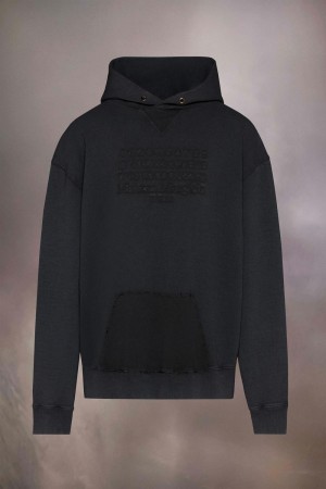 Maison Margiela Reverse Logo Hooded Sweatshirt Black | UK_MM63122