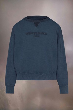 Maison Margiela Reverse Logo Sweatshirt Blue | UK_MM91040