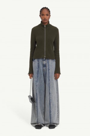 Maison Margiela Ribbed Cotton Zip Cardigan Black | UK_MM63190
