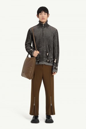 Maison Margiela Ribbed Wool Cardigan Dark Grey | UK_MM55792