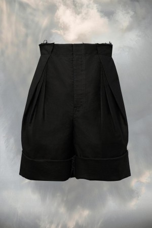 Maison Margiela Satin Cotton Shorts Black | UK_MM90986