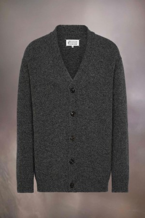 Maison Margiela Shetland Wool Knit Cardigan Dark Grey | UK_MM63978