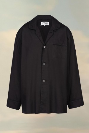 Maison Margiela Silk Poplin Shirt Black | UK_MM29974