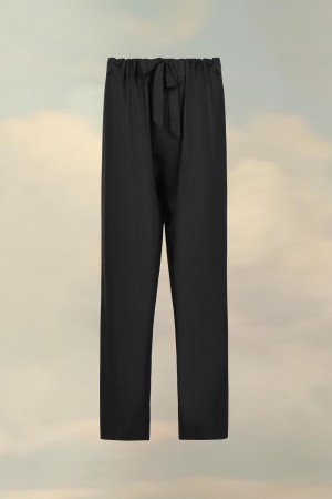 Maison Margiela Silk Poplin Trousers Black | UK_MM26540