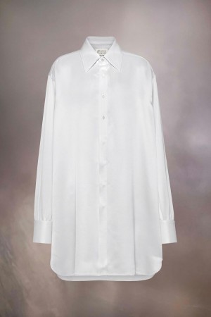 Maison Margiela Silk Shirt Dress White | UK_MM21431
