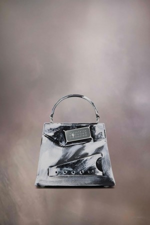 Maison Margiela Snatched Handbag Bianchetto Small Blue Black | UK_MM12230