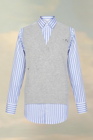 Maison Margiela Spliced Knit Shirt Grey / Blue | UK_MM23821