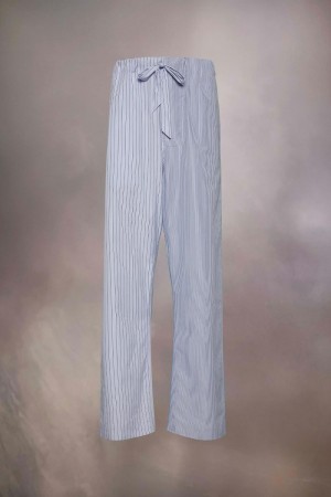 Maison Margiela Stripe Cotton Trousers Light Blue | UK_MM62748