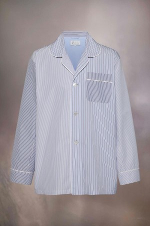 Maison Margiela Stripe Pyjama Shirt Light Blue | UK_MM65709