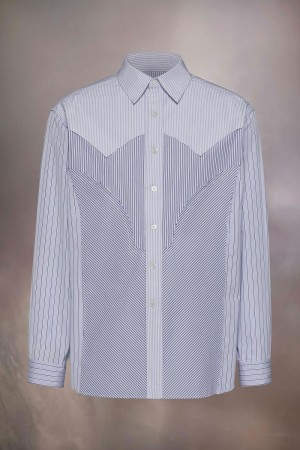 Maison Margiela Stripe Yoke Shirt Blue | UK_MM76271