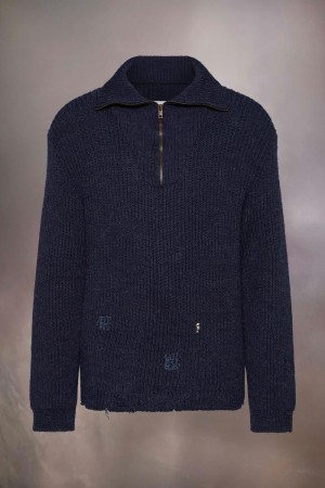 Maison Margiela Summer Shetland Knit Sweatshirt Black | UK_MM77851
