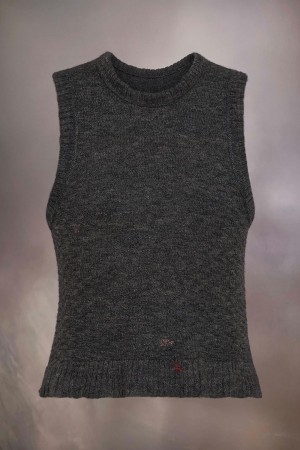 Maison Margiela Summer Shetland Knit Tank Black | UK_MM90780