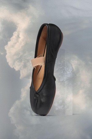 Maison Margiela Tabi Elastic Band Ballerina Black | UK_MM92373